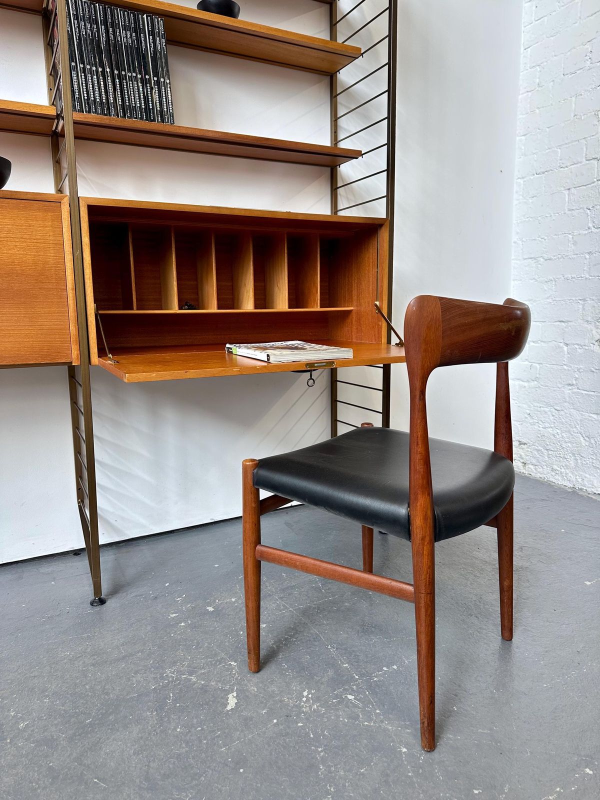 Vintage 1960s Ladderax Teak Shelving Bookcase Desk Unit. Danish Retro G Plan Mid Century photo vinterior