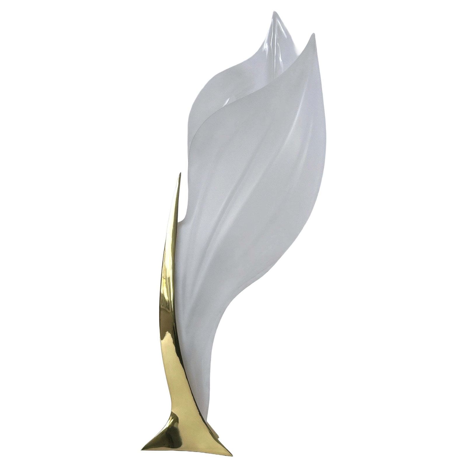 Modernist Acrylic & Brass Table Lamp Or Floor Light By Maison Rougier 1970s
