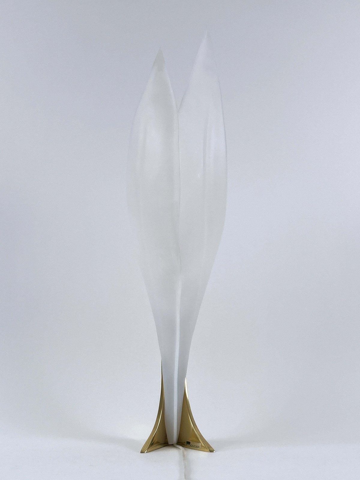 Modernist Acrylic & Brass Table Lamp Or Floor Light By Maison Rougier 1970s photo vintage