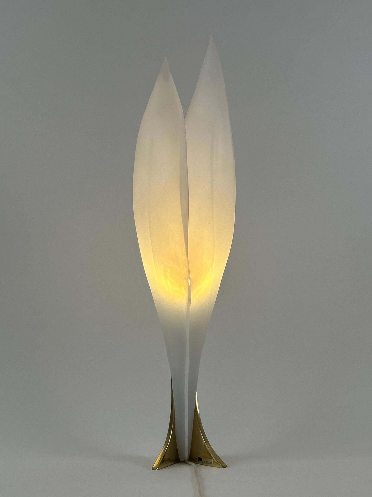 photo furniture Modernist Acrylic & Brass Table Lamp Or Floor Light By Maison Rougier 1970s