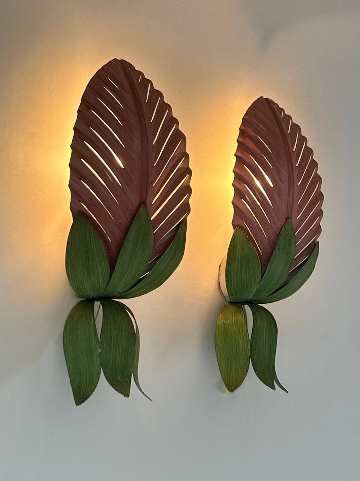 photo vinterior Set Of Two Rare Mid Century Floral Sconces By Holländer Leuchten Germany 1970s