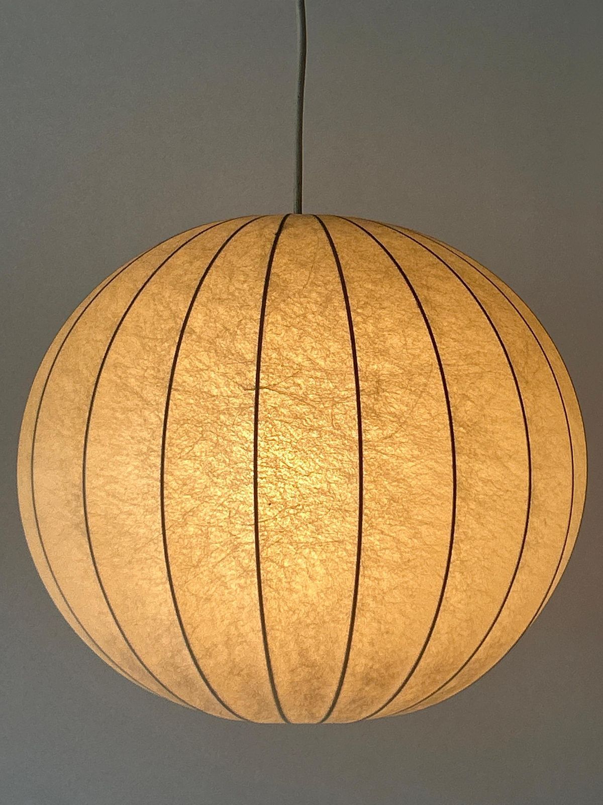 Mid Century Goldkant Globe Cocoon Pendant Lamp Or Hanging Light Germany 1960s photo vinterior