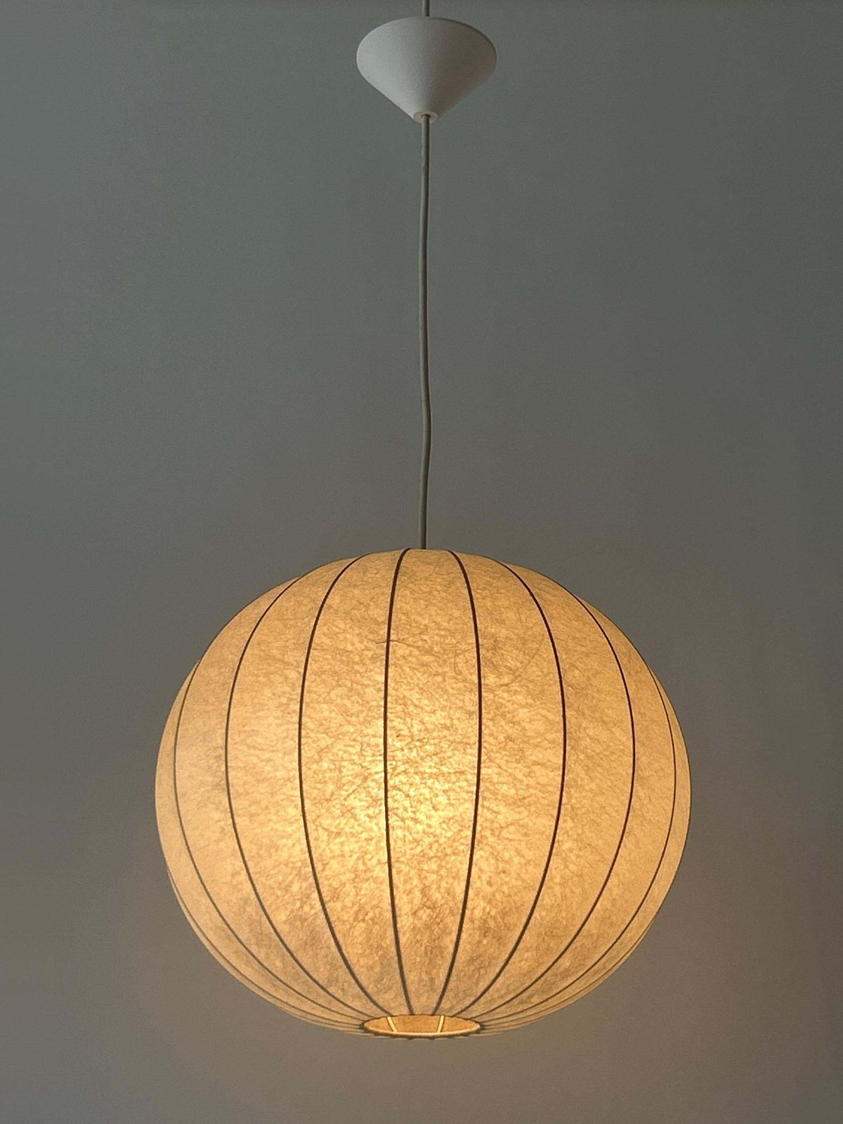 Lighting Mid Century Goldkant Globe Cocoon Pendant Lamp Or Hanging Light Germany 1960s photo
