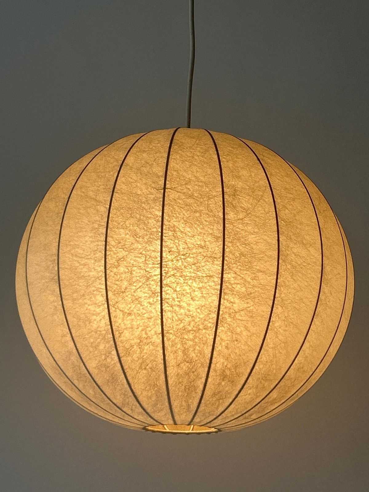 photo vinterior Mid Century Goldkant Globe Cocoon Pendant Lamp Or Hanging Light Germany 1960s