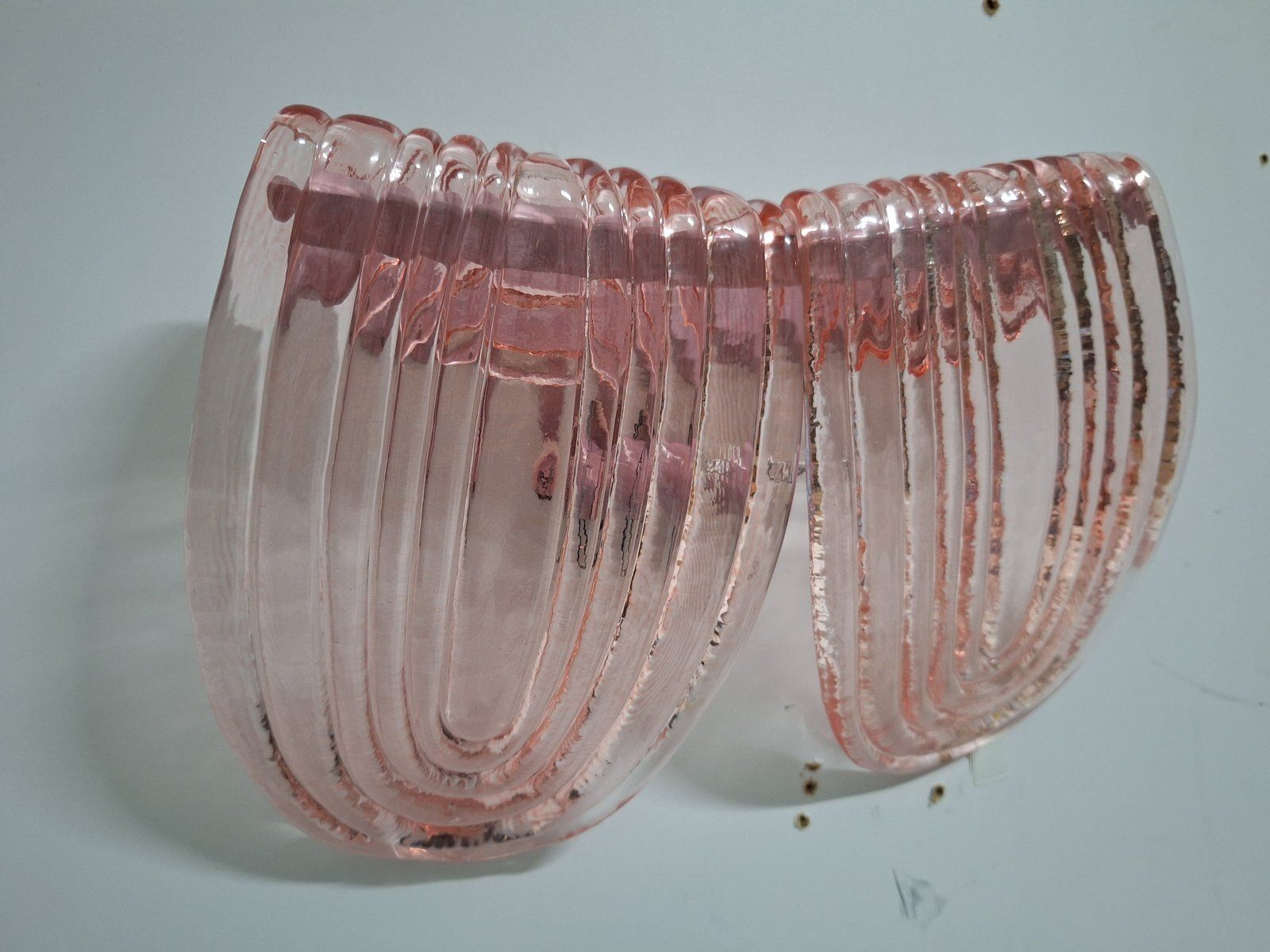Art Deco Style Pink Murano Glass Wall Lamps, 1940s, Set Of 2 photo Lighting