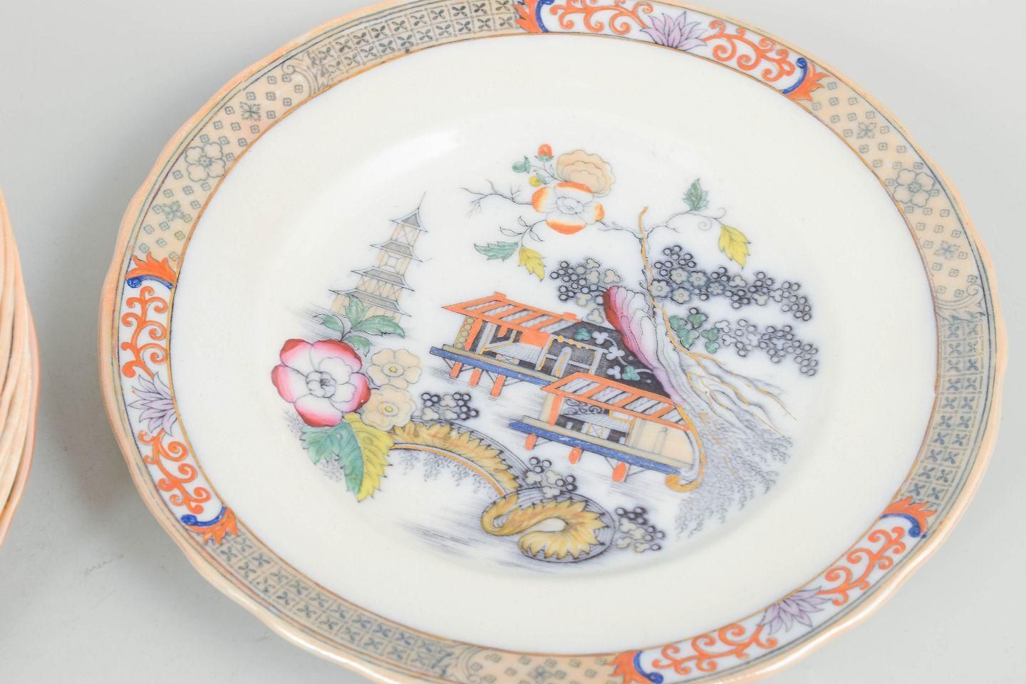 Rörstrand. Set van negen lunchborden in faience. Serie 'Japan'. Begin 20e eeuw. photo for sale