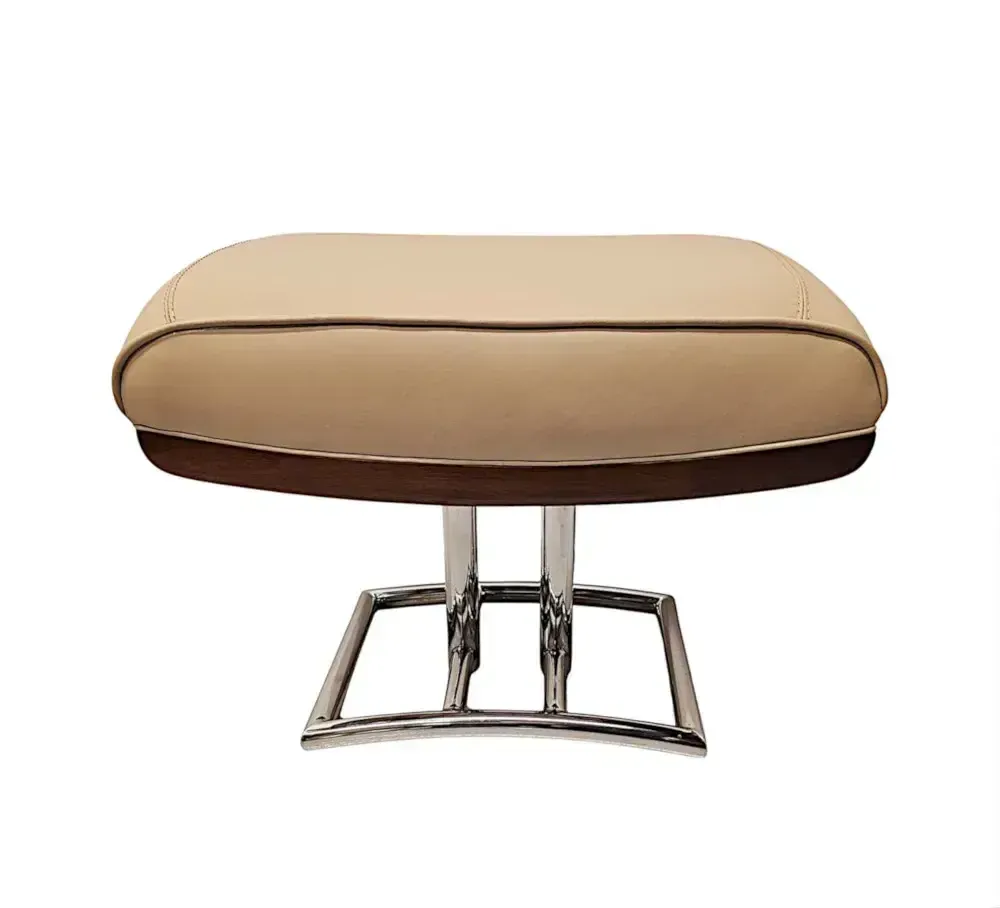 A Gorgeous Art Deco Design Chrome And Leather Stool