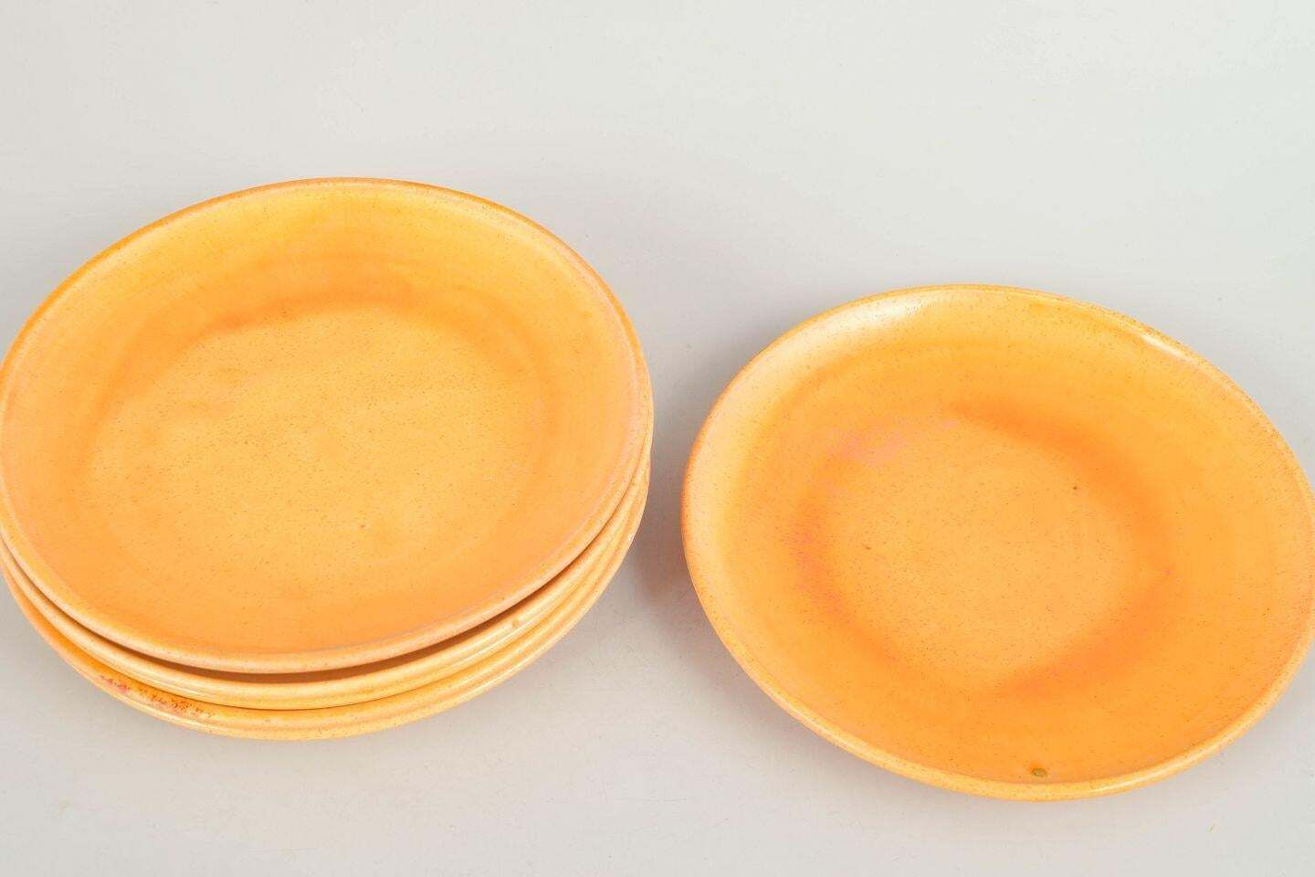 Kähler, Danemark. Six assiettes en céramique à glaçure à l'uranium. Années 1930 photo furniture