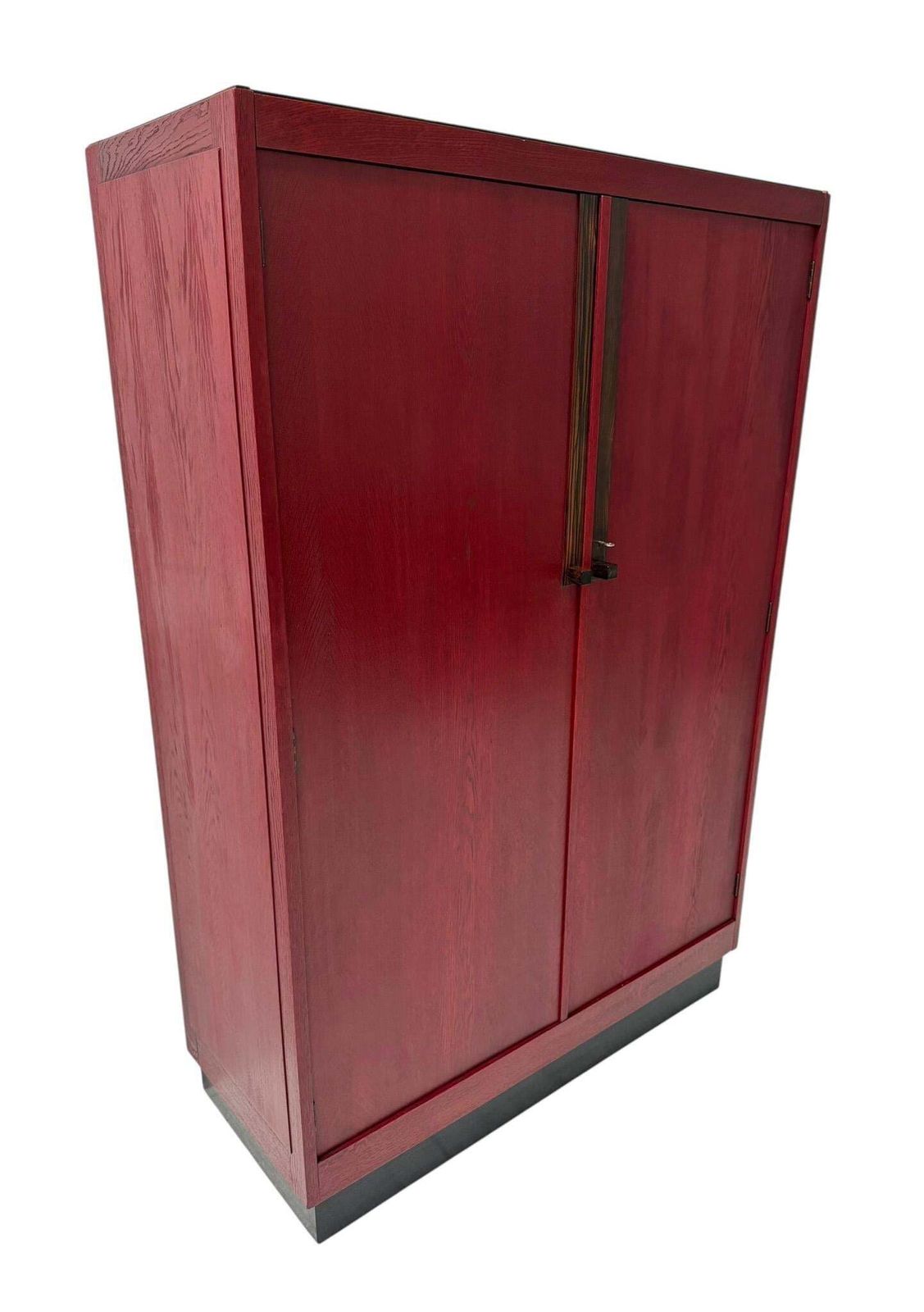 photo vinterior Art Deco Armoire By A.H. Jansen, Red Stained Oak, Dutch Design, 1920s