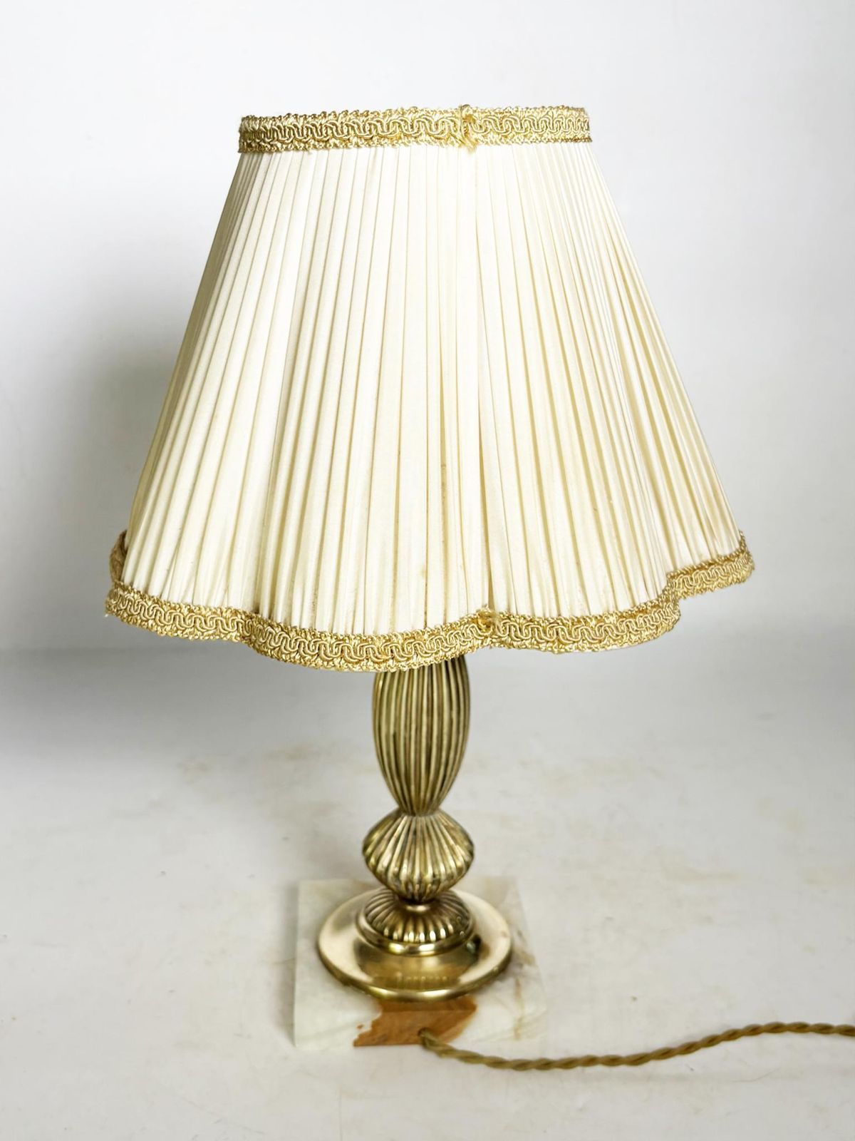 Brass Table Lamp With Its Original Art Nouveau Shade, France, 1920 photo 396.0