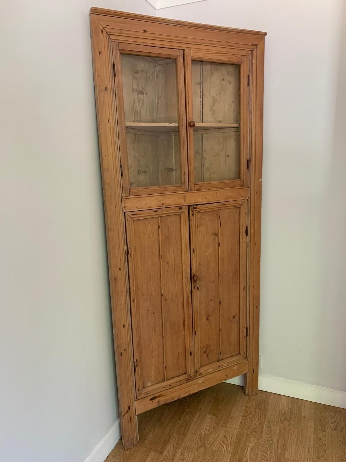 Victorian Pine Floor Standing Corner Cupboard photo for sale