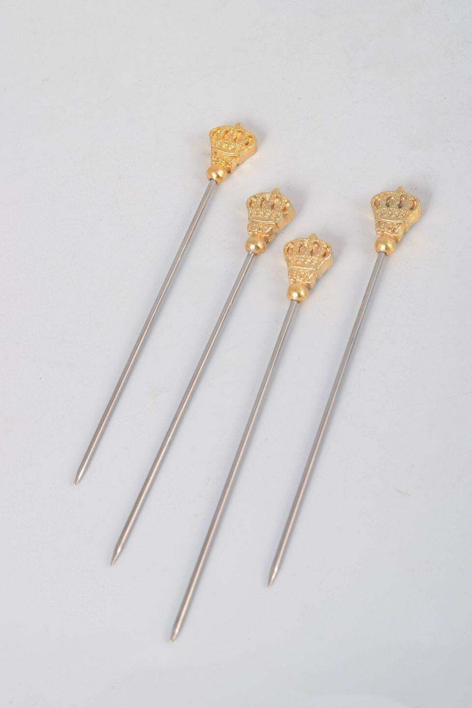 Skultuna. Four Cocktail Sticks With Gilt Crown Finials. Late 20th C. photo for sale