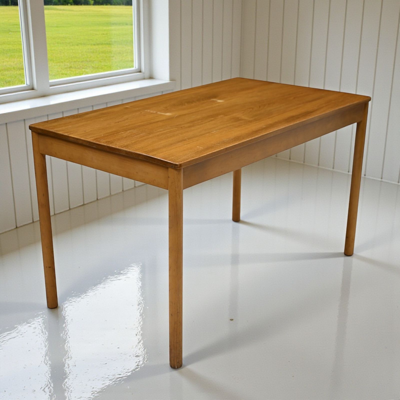 Furniture Ercol Dining Café Restaurant Table Elm Light Finish 2 Available Free Delivery photo