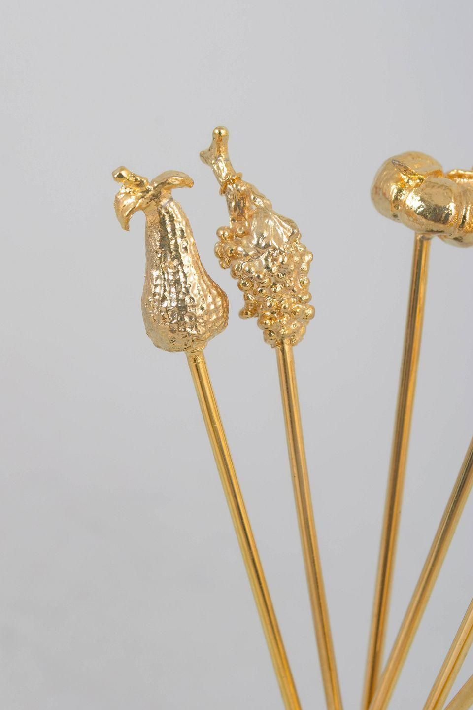 Skultuna. Six Cocktail Sticks With Fruit And Vegetable Motifs. Late 20th C. photo furniture