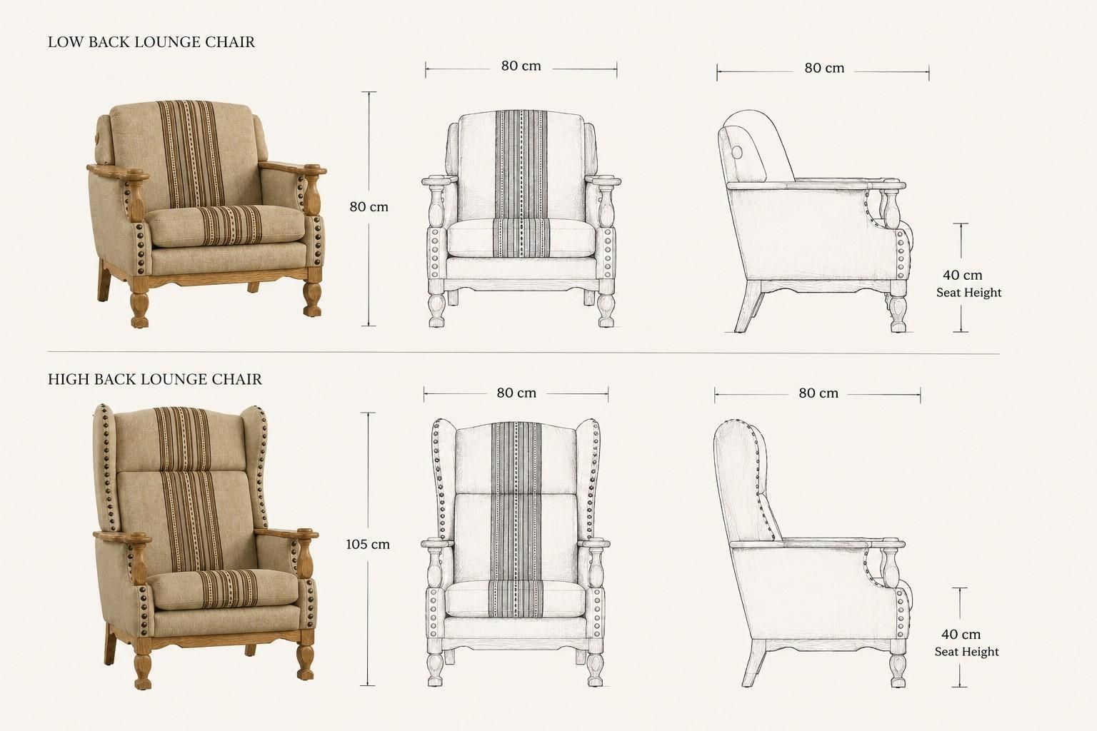 Vintage 1960s Set Of Low & High Back Lounge Chair Oak, Style Of Henning Kjærnulf photo vinterior