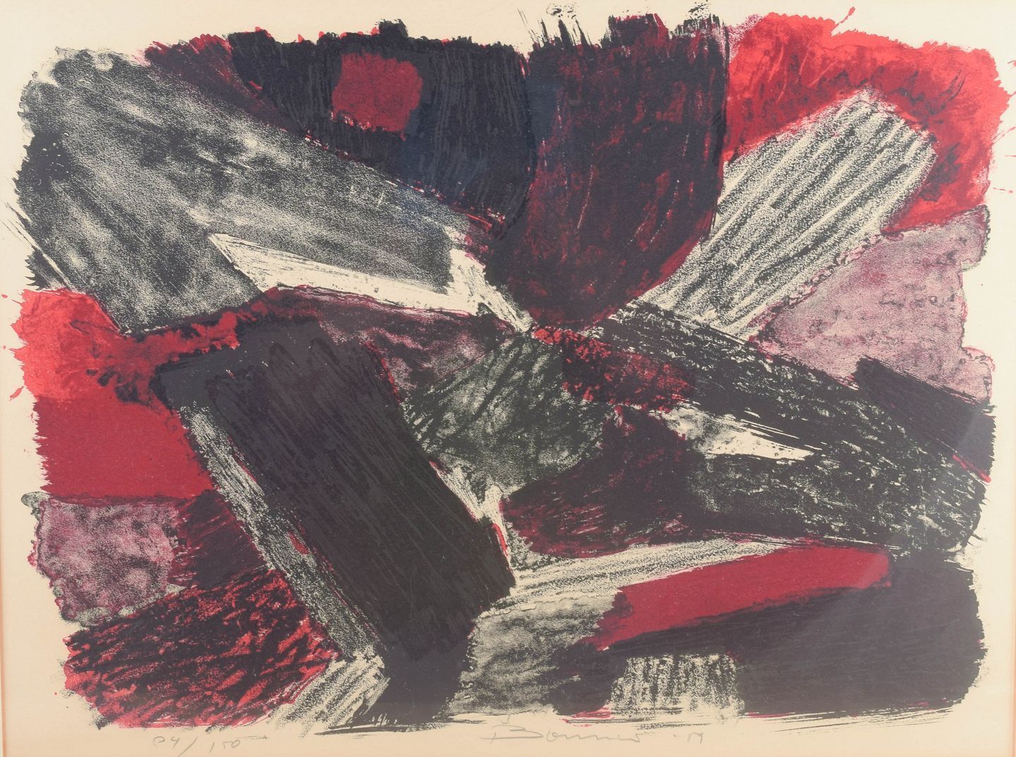 Olle Bonnier, artiste suédois. Lithographie en couleurs. Composition abstraite, 1957