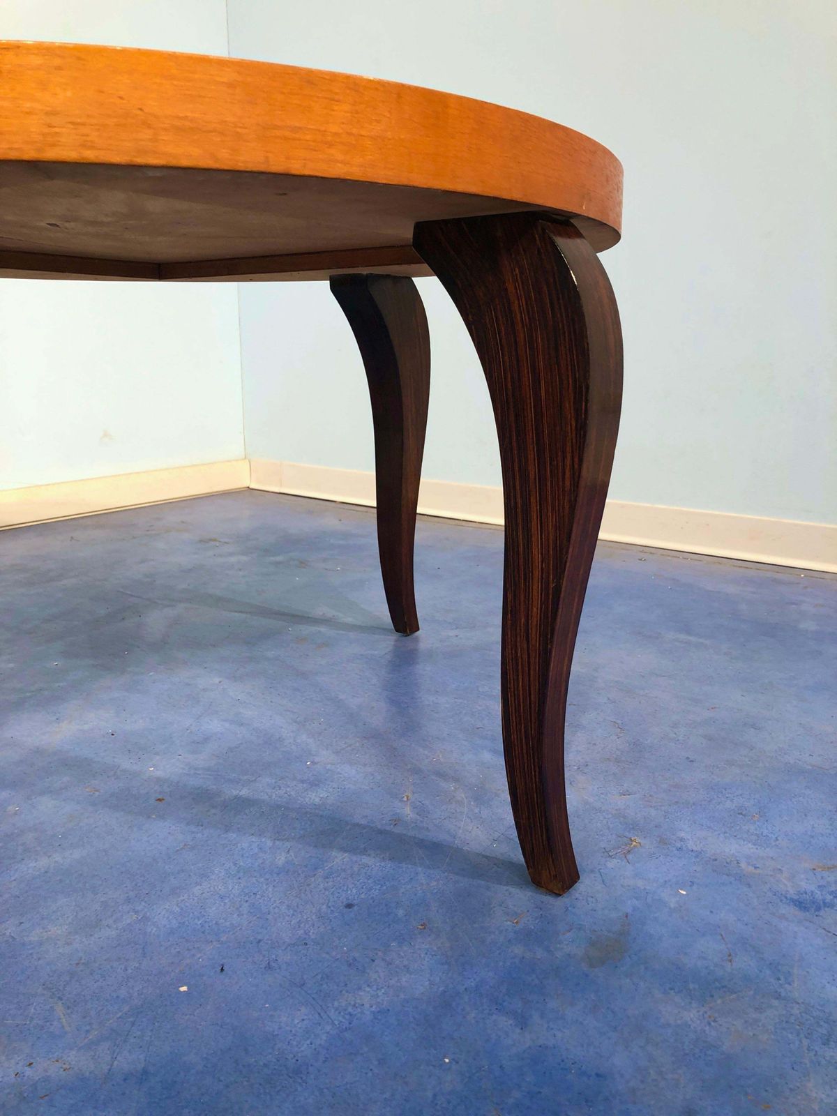 French Art Deco Coffee Table, Maple Top, Elegant Design, 1940s, France photo Furniture