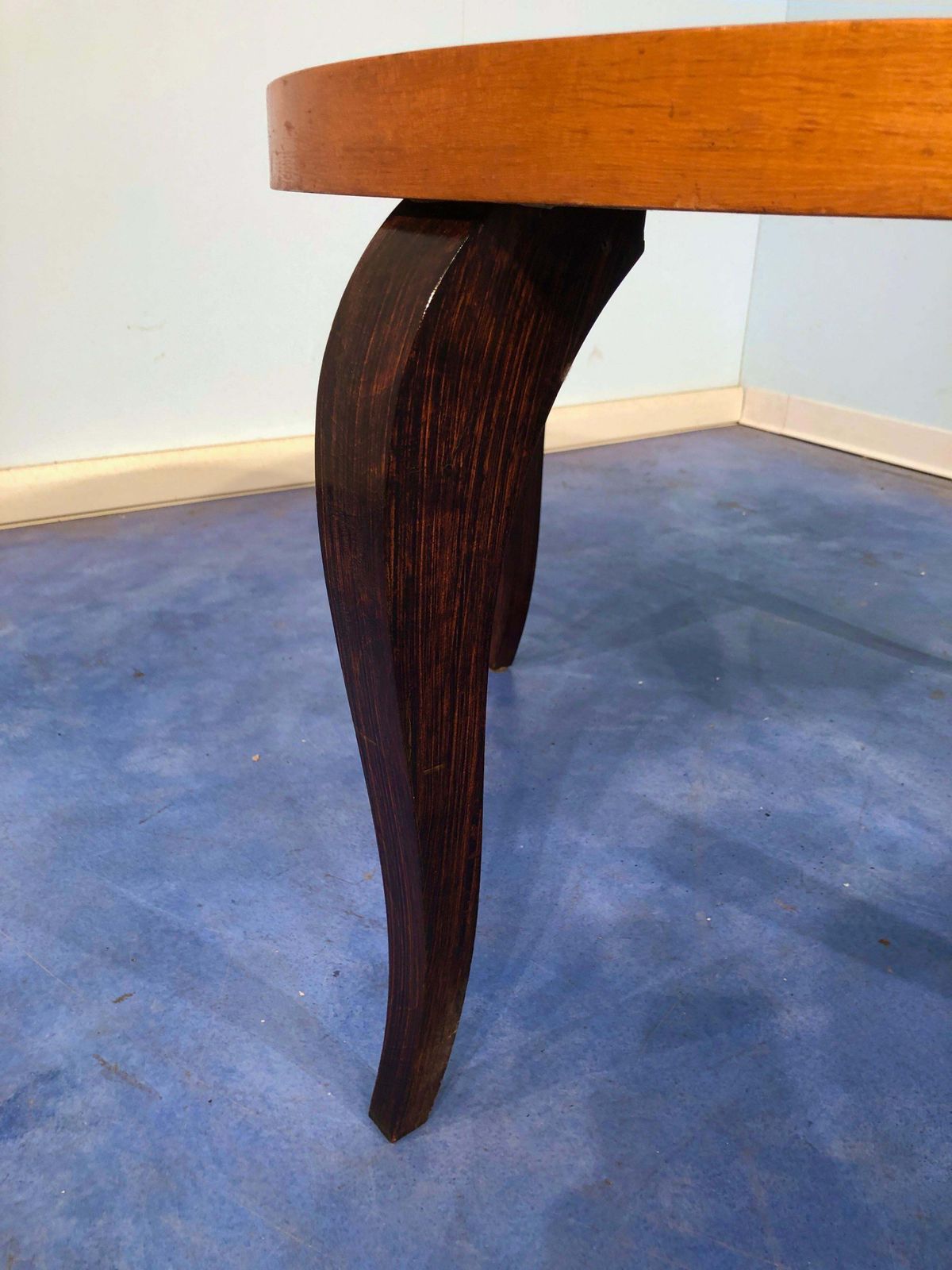 French Art Deco Coffee Table, Maple Top, Elegant Design, 1940s, France photo 1057.0
