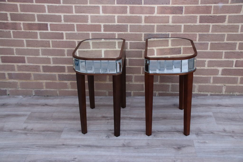 photo furniture Pair Of Mirrored Bedside Tables