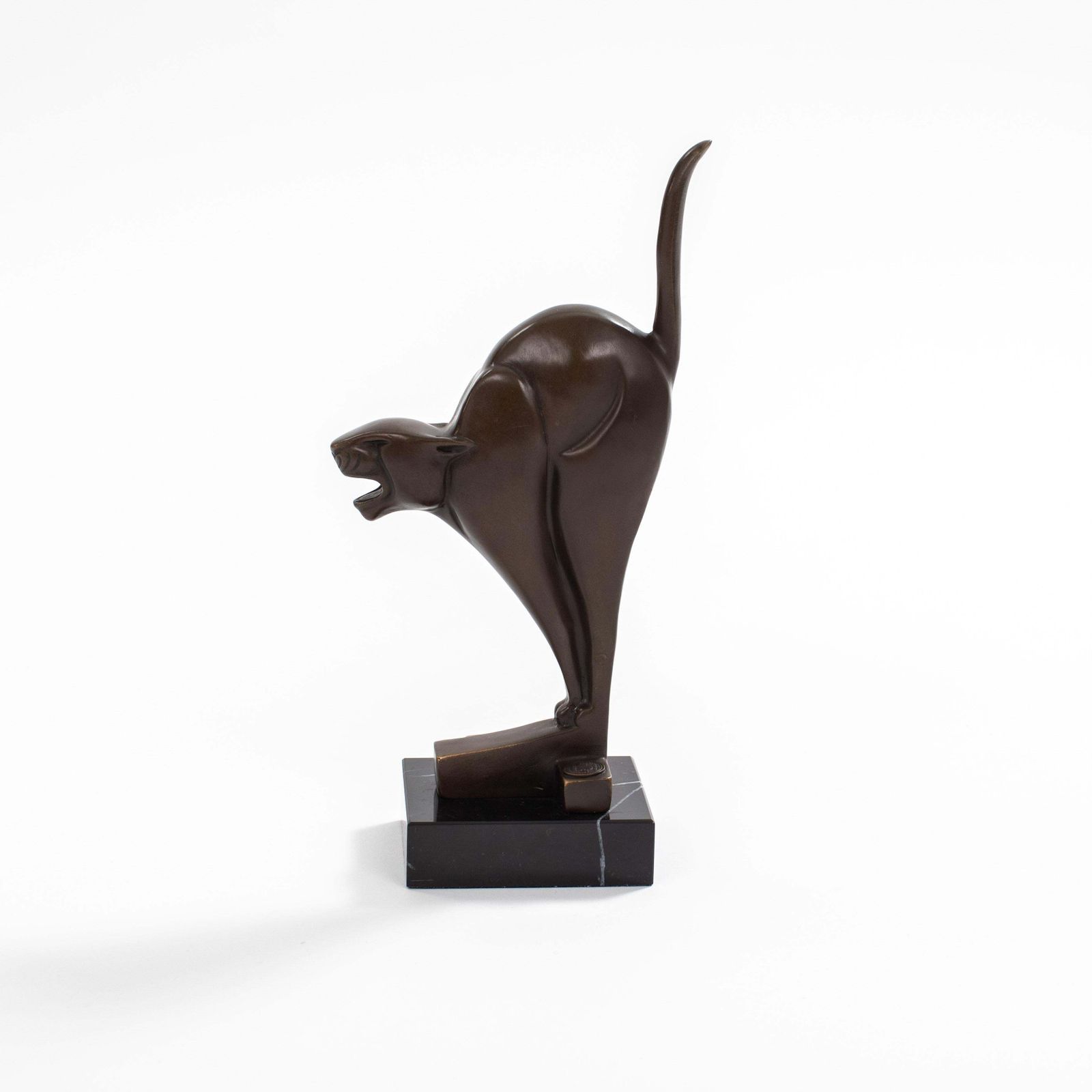 Dutch Cubist Art Déco Bronze Panther On Black Marble By C. Van Der Hoef, 1920s photo furniture