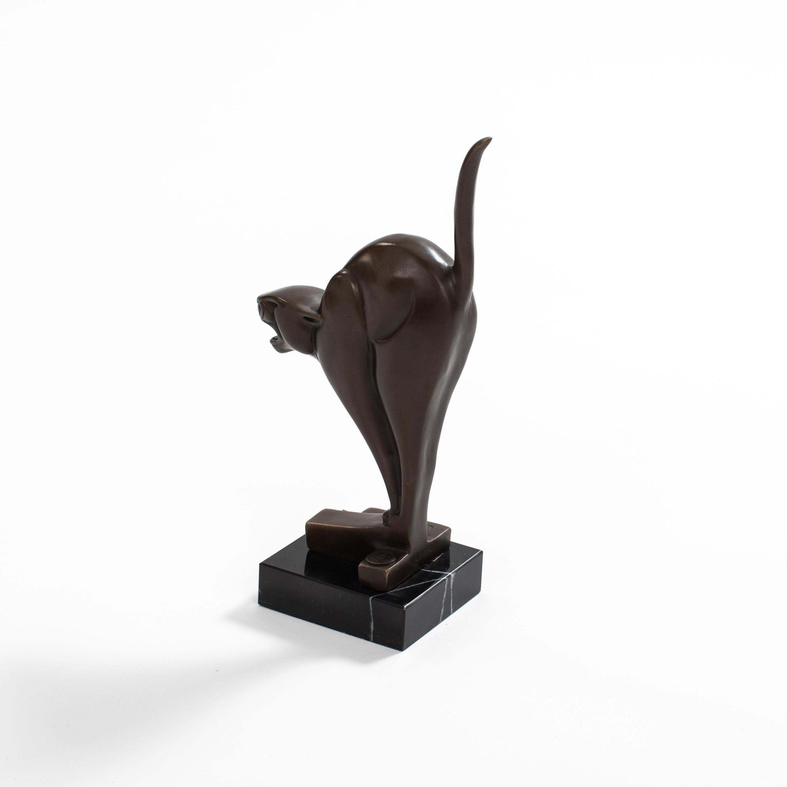 Dutch Cubist Art Déco Bronze Panther On Black Marble By C. Van Der Hoef, 1920s photo for sale