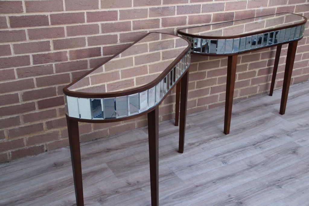 Pair Of Glass Mirrored Consoles photo buy