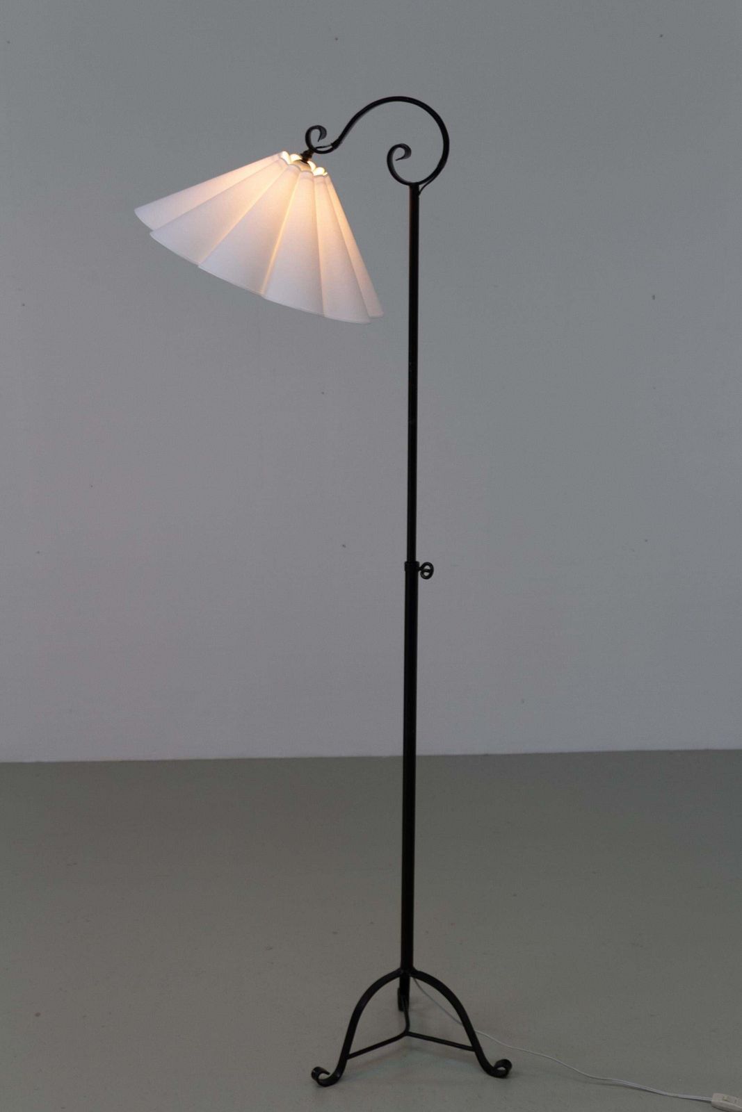 661.0 Danish Art Deco Tripod Floor Lamp In Wrought Iron, 1940s. photo
