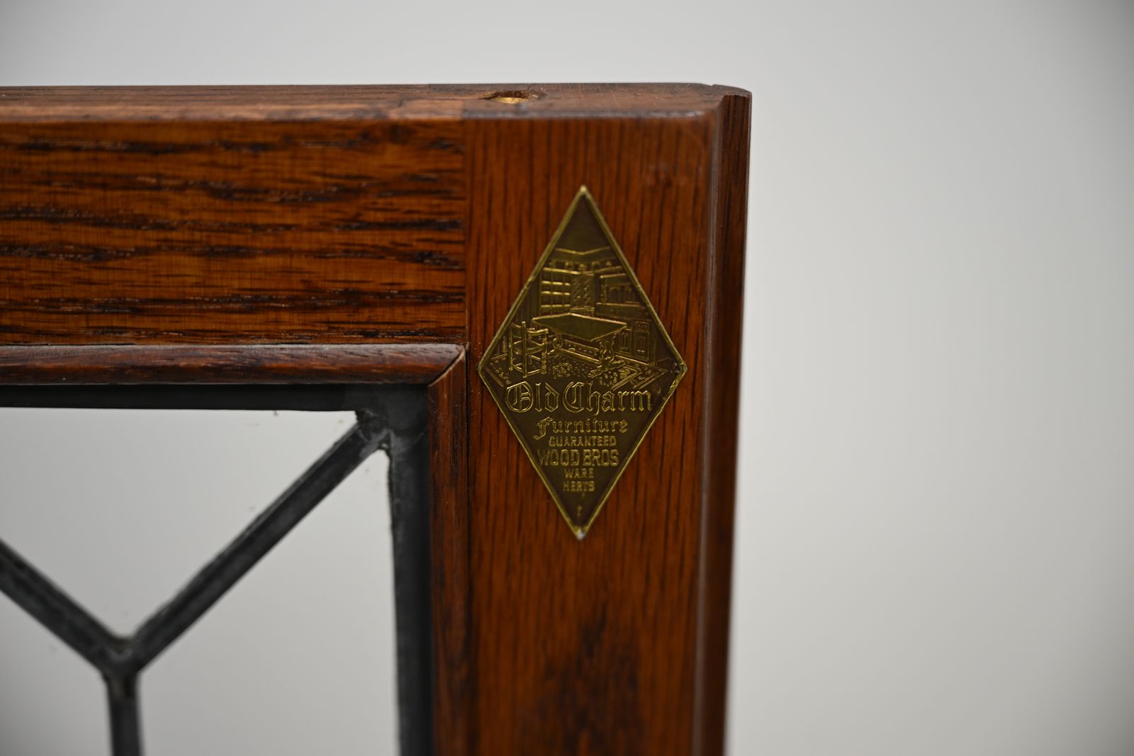 photo vintage Old Charm Wall Top Unit Bookcase Leaded Glass Display Tudor Brown Free Delivery*