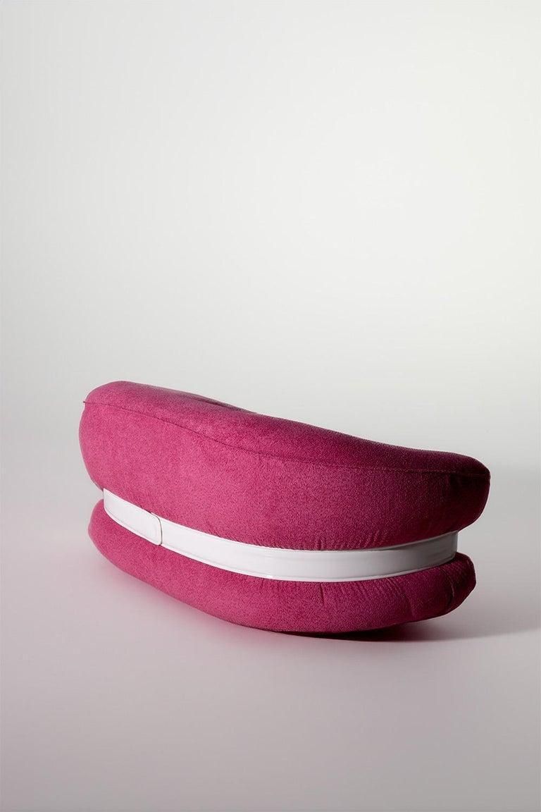 Italian Fluid Sofa Premiere In Pink Bouclé By Adriano Piazzesi photo vinterior