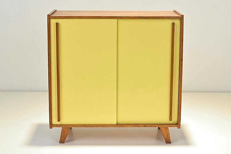 Small Yellow Pavatex Sideboard Attributed To Stella Möbel, Switzerland, 1950s photo 908.0