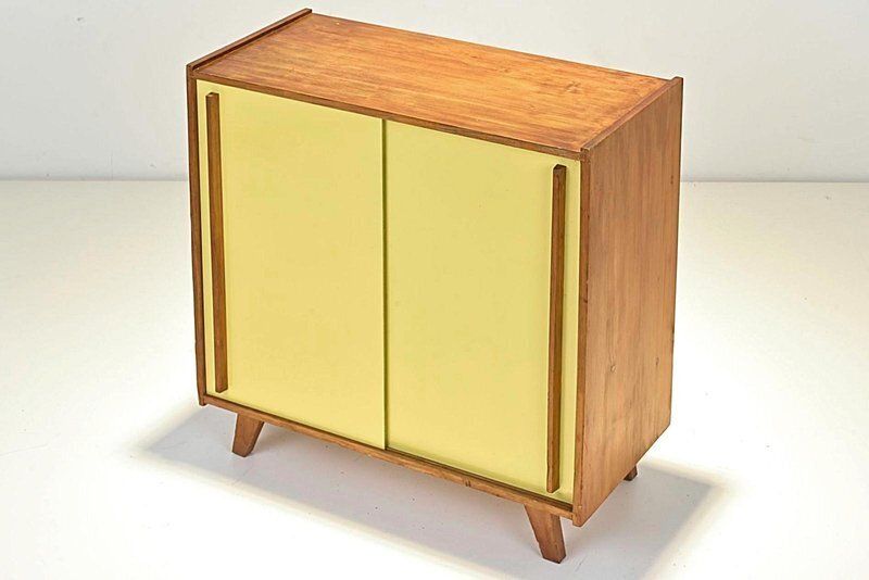 908.0 Small Yellow Pavatex Sideboard Attributed To Stella Möbel, Switzerland, 1950s photo