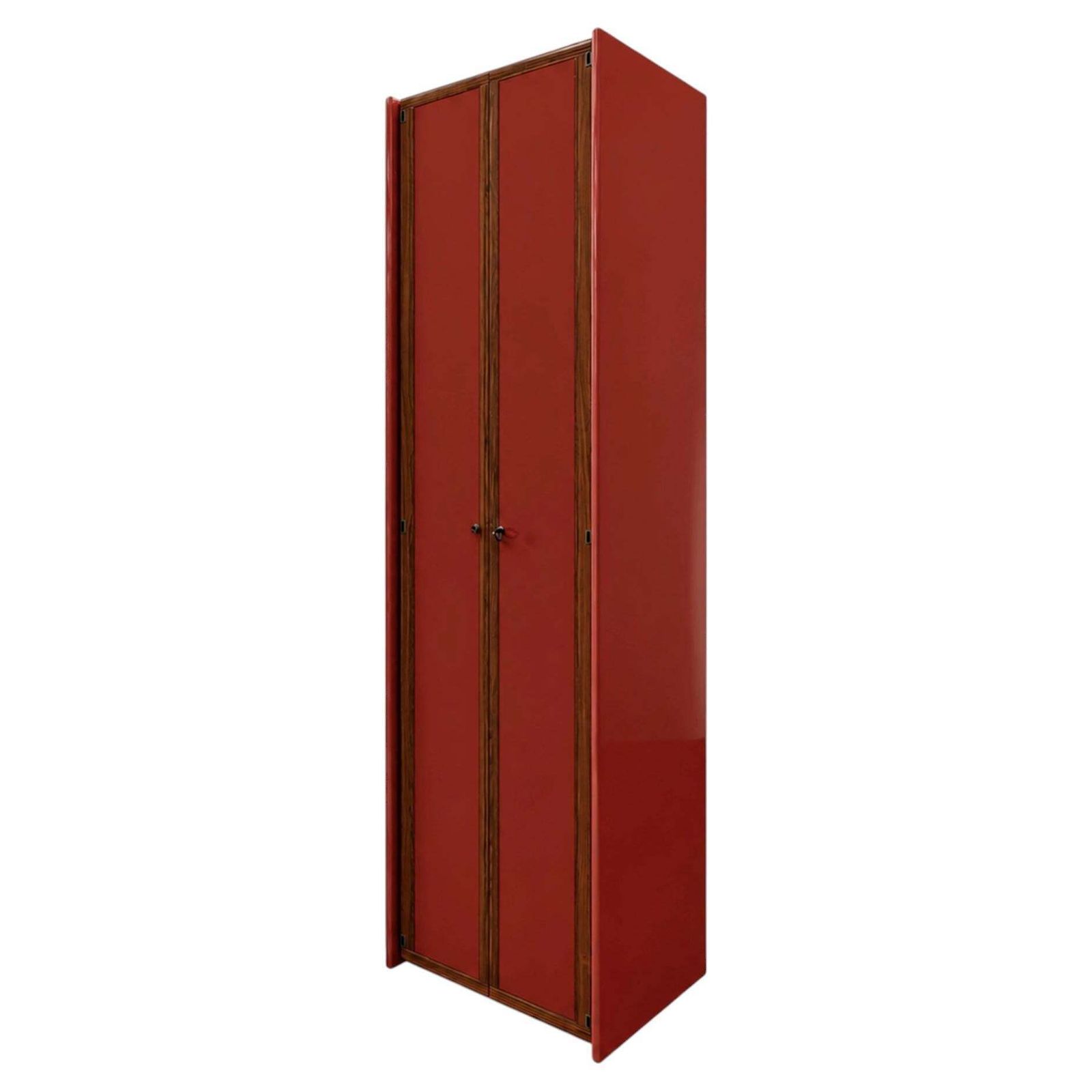 Mid Century Afra & Tobia Scarpa Italian Wood Red Lacquer 1960s Tall Cabinet