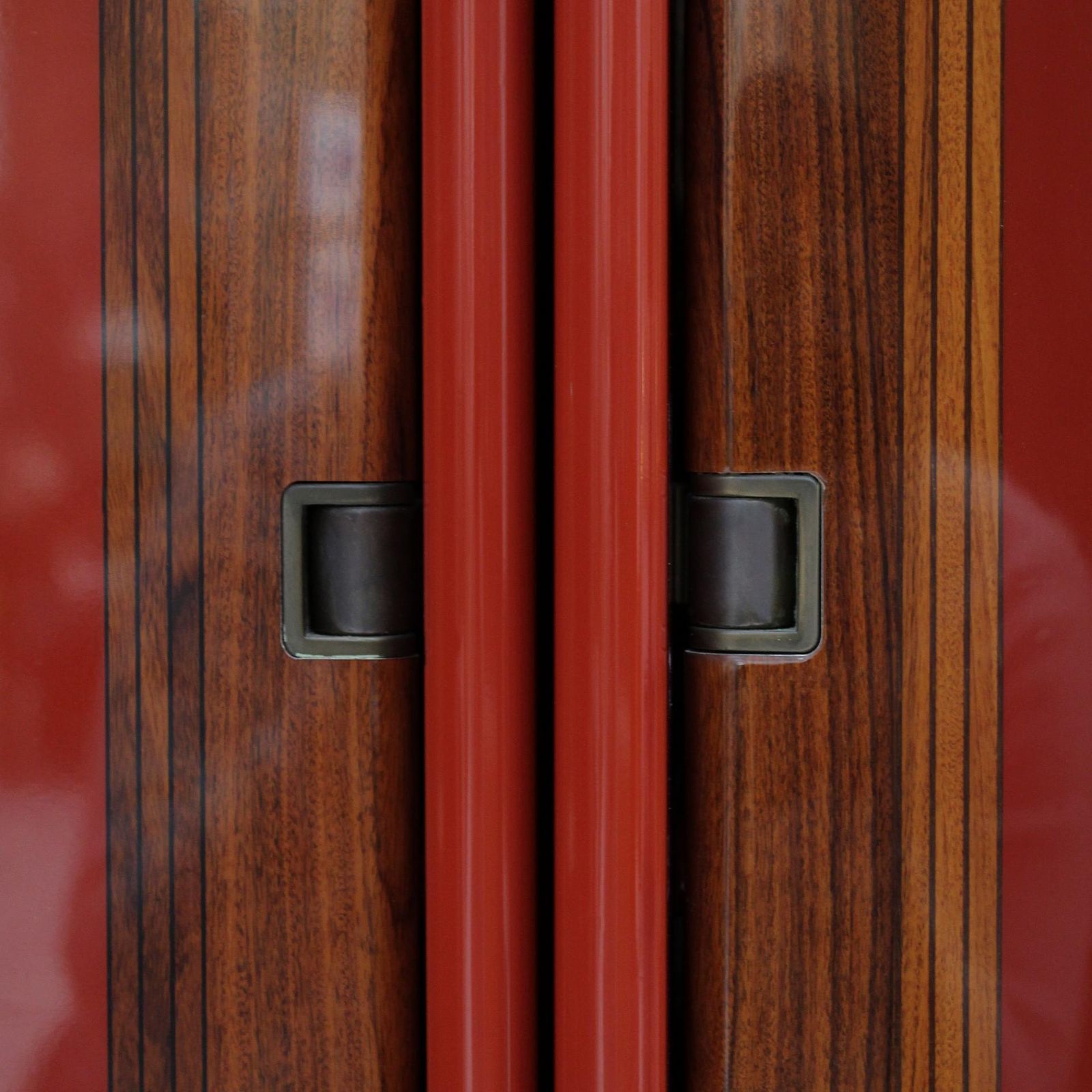 Furniture Mid Century Afra & Tobia Scarpa Italian Wood Red Lacquer 1960s Tall Cabinet photo