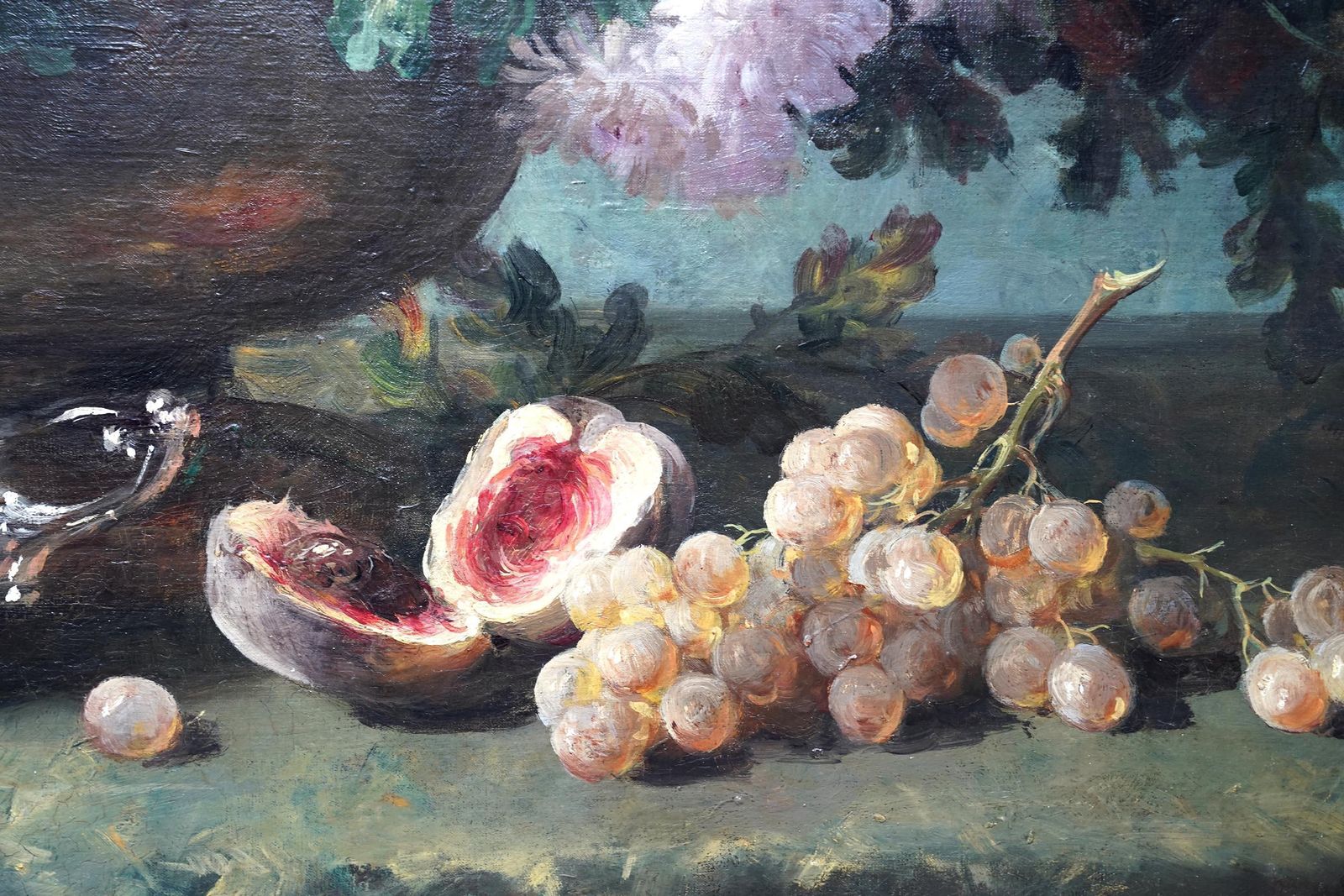 Chrysanthemums In Urn   French 19th Century Still Life Floral Art Oil Painting photo vinterior