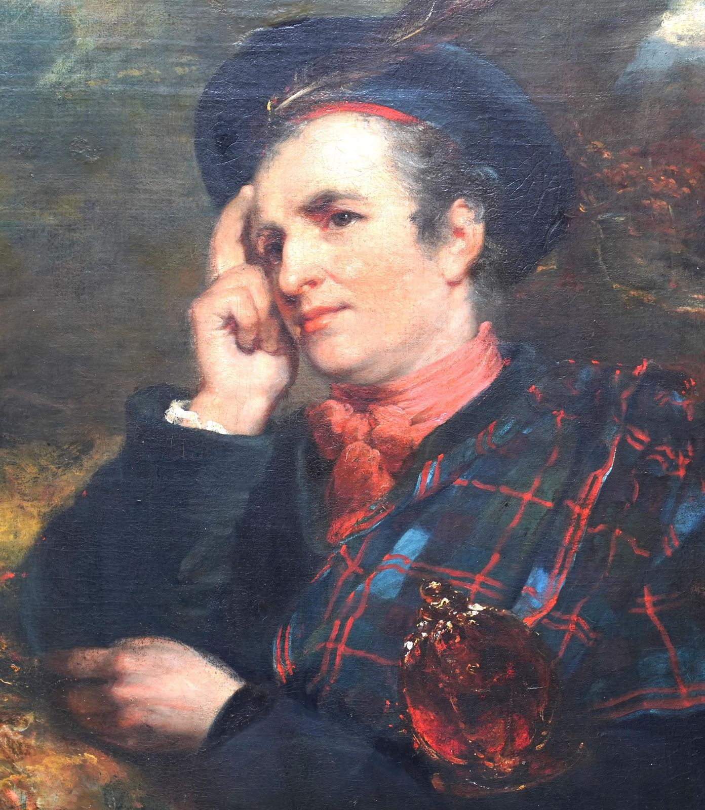 Portrait Of Gentleman In Traditional Scottish Dress Old Master Art Oil Painting photo for sale