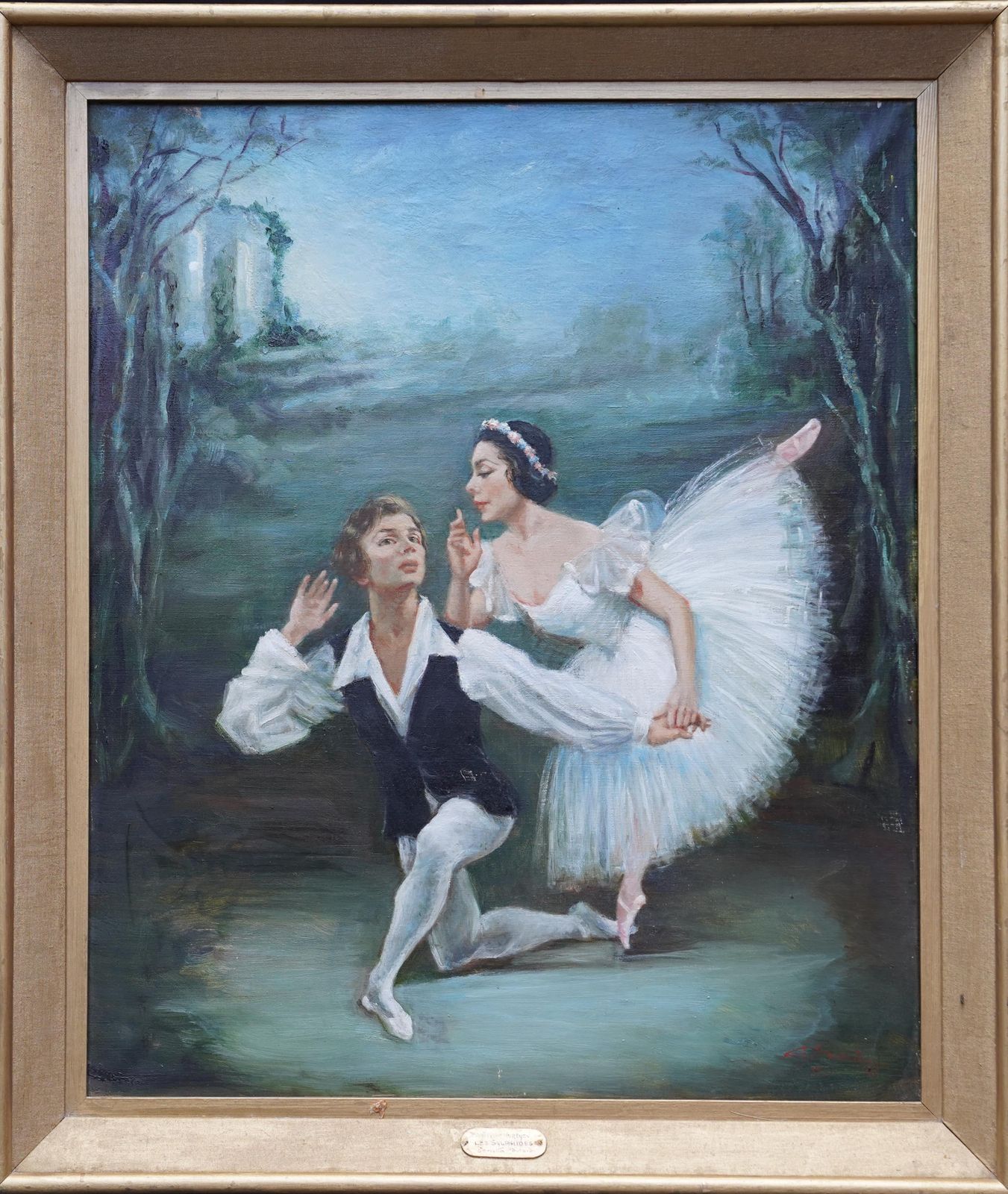 photo for sale Fonteyn And Nureyev, Les Sylphides   British 1960's Ballet Art Oil Painting