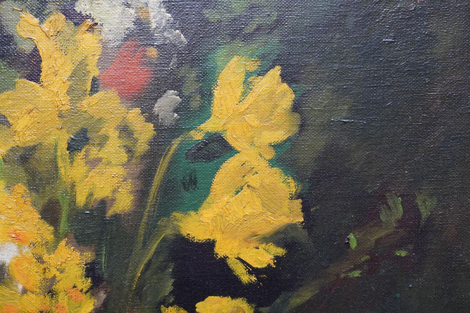 Spring Flowers In Vase   British Forties Exh. Art Floral Still Life Oil Painting photo 5095.0