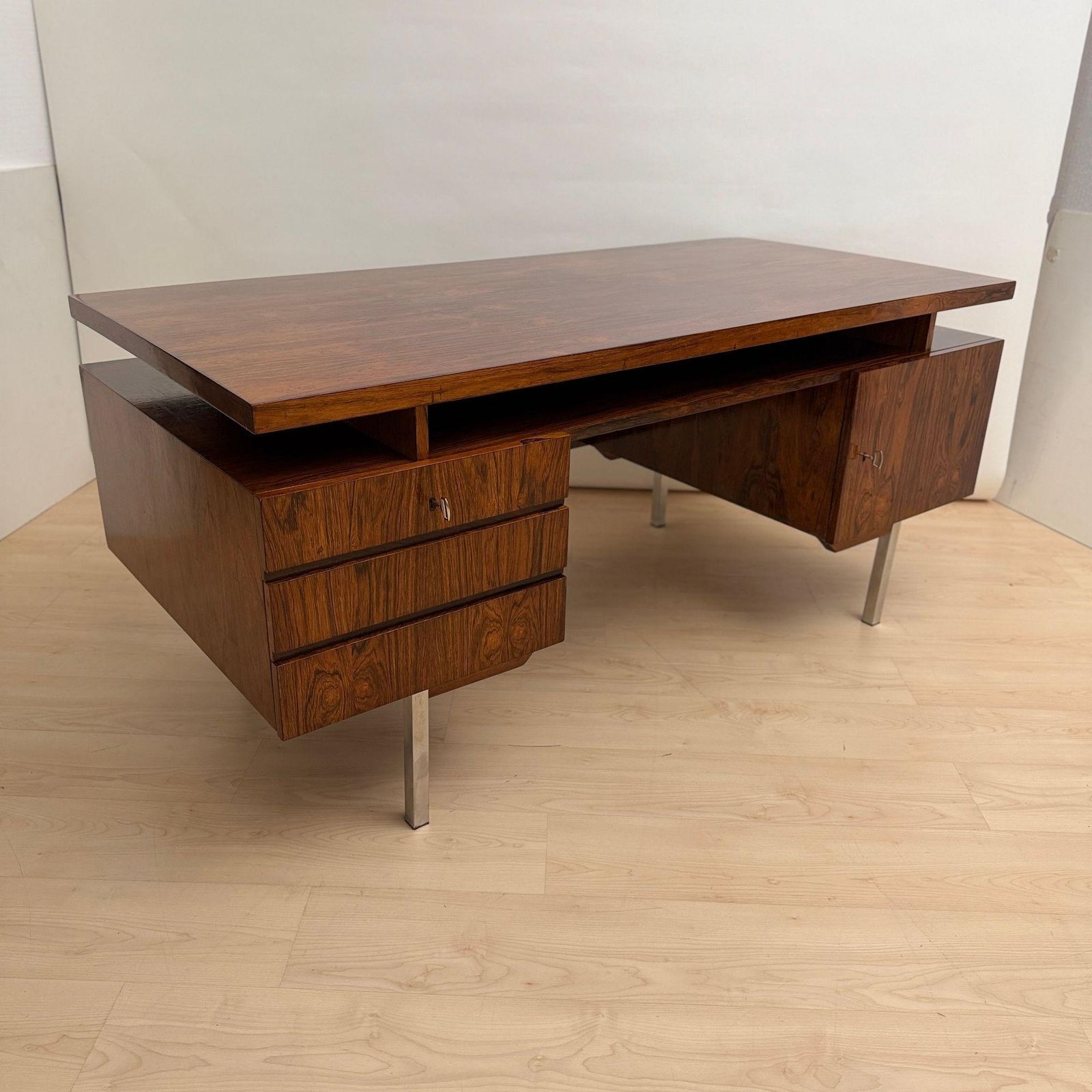 Mid Century Desk, Rosewood Veneer, Germany, Circa 1960 photo furniture