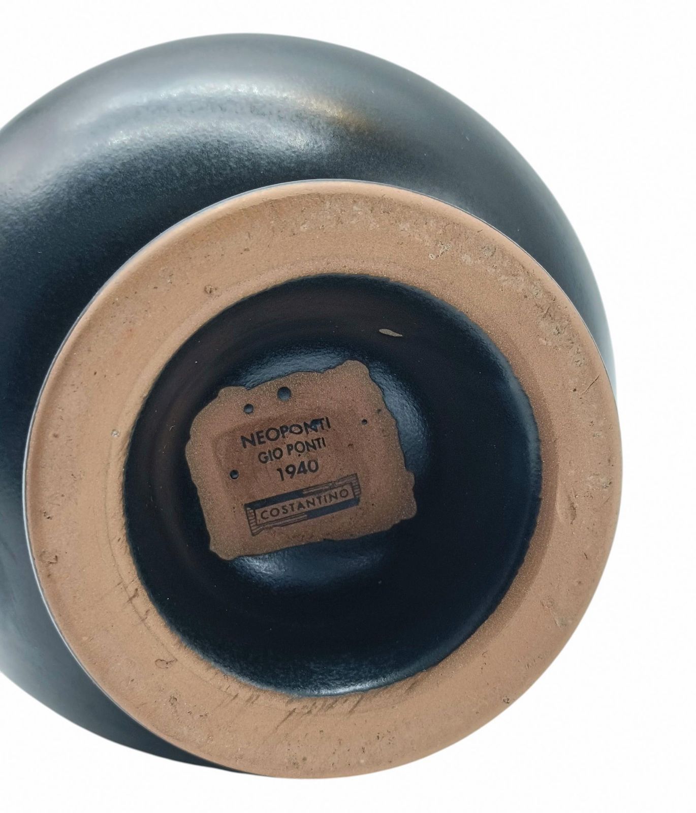 Gio Ponti For Costantino Vase In Black Bucchero Ceramic, Italy 1997 photo buy