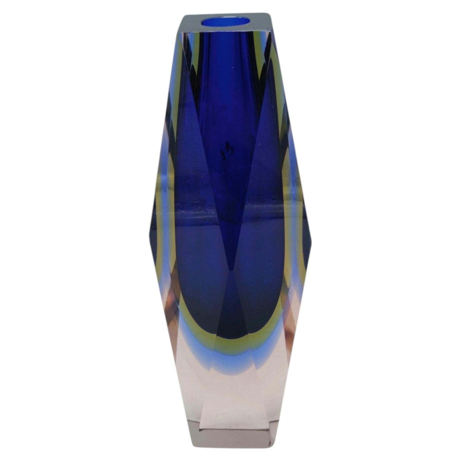 Flavio Poli For Mandruzzato Submerged Faceted Murano Glass Vase, 1960
