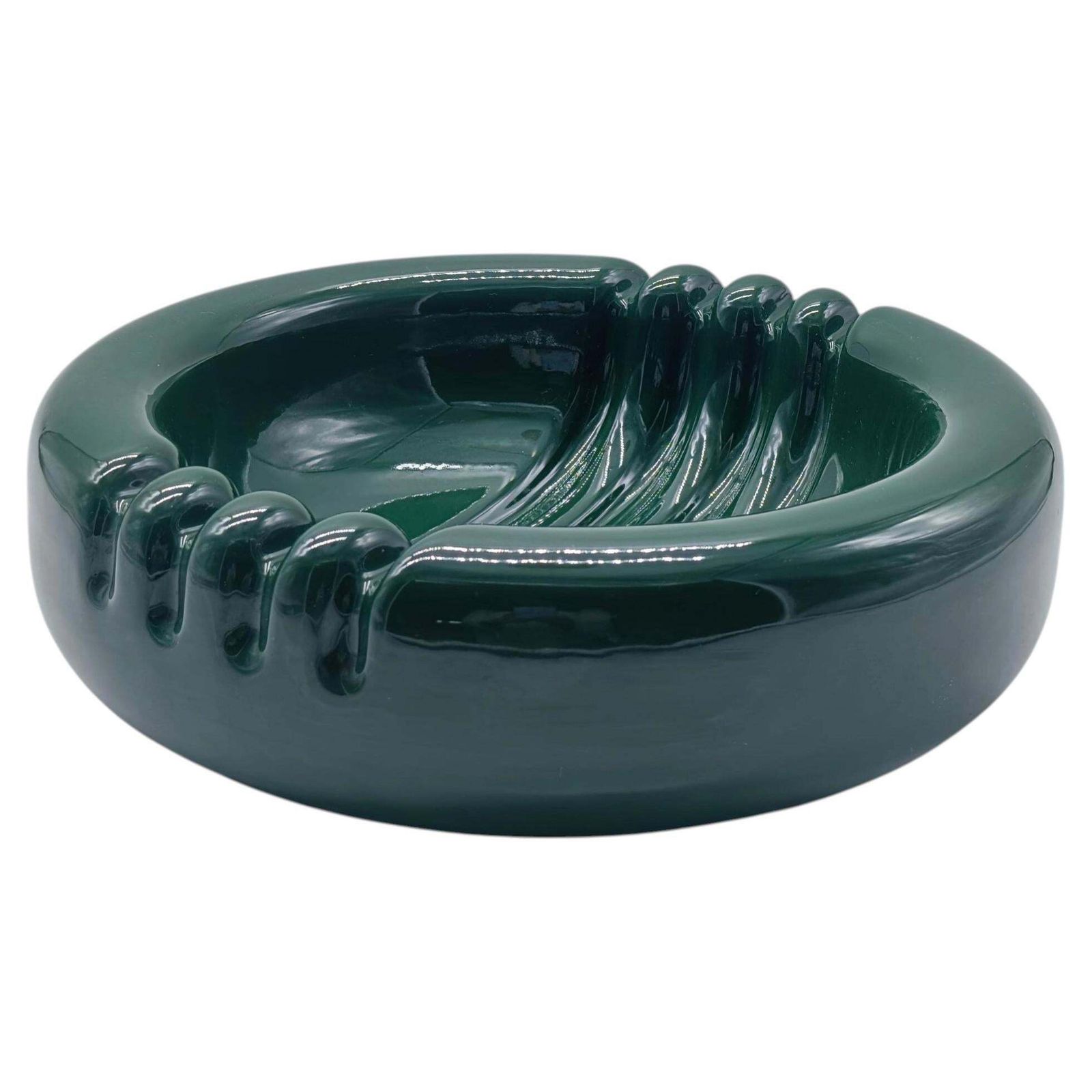Enzo Bioli For Il Picchio Centrotavola In Green Ceramic, Italy 1960s