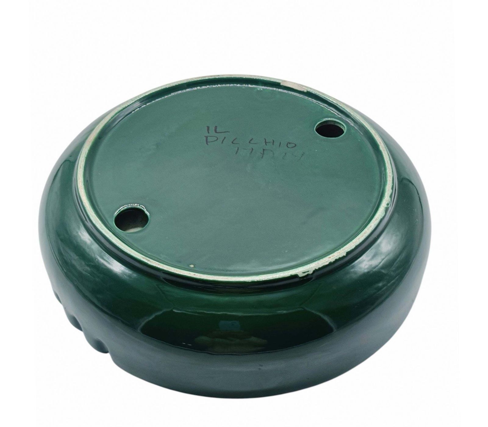 Enzo Bioli For Il Picchio Centrotavola In Green Ceramic, Italy 1960s photo vintage