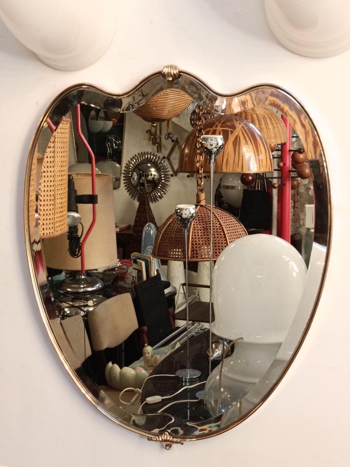 Brass Shield Wall Mirror, Italy 1960s photo vinterior