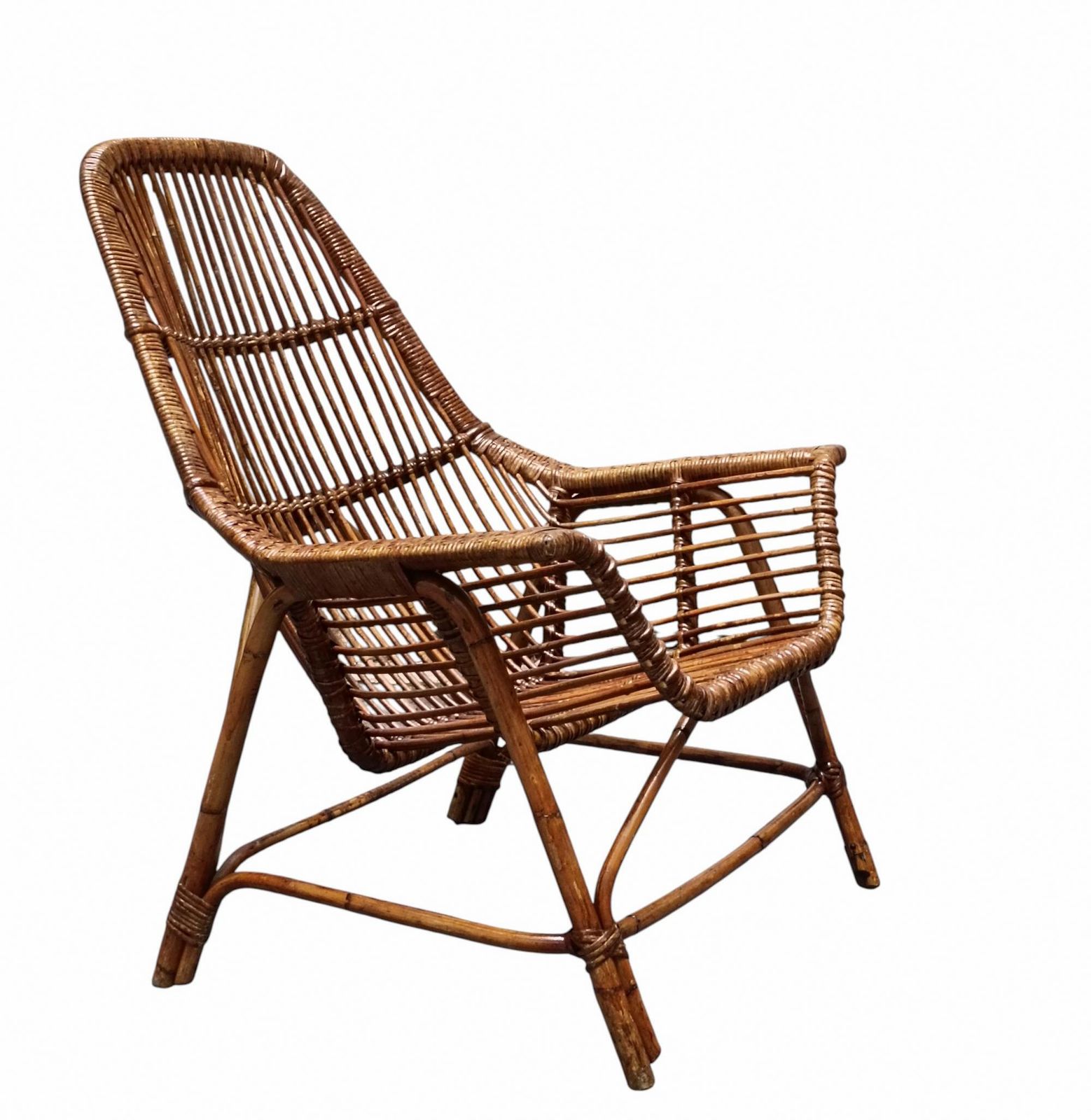 George Coslin For Gervasoni Pair Of Jungle Armchairs In Rattan, Italy 1960s photo Furniture