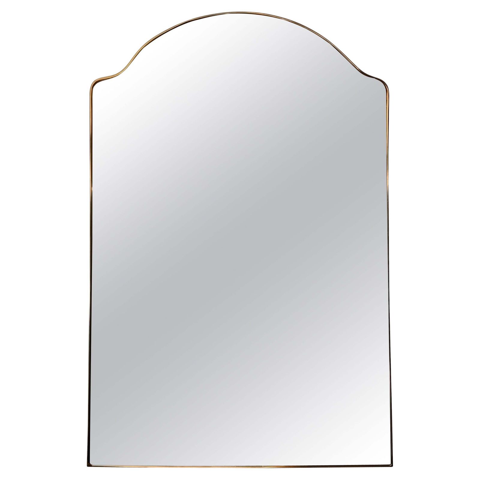 Shaped Brass Wall Mirror, Italy 1950s