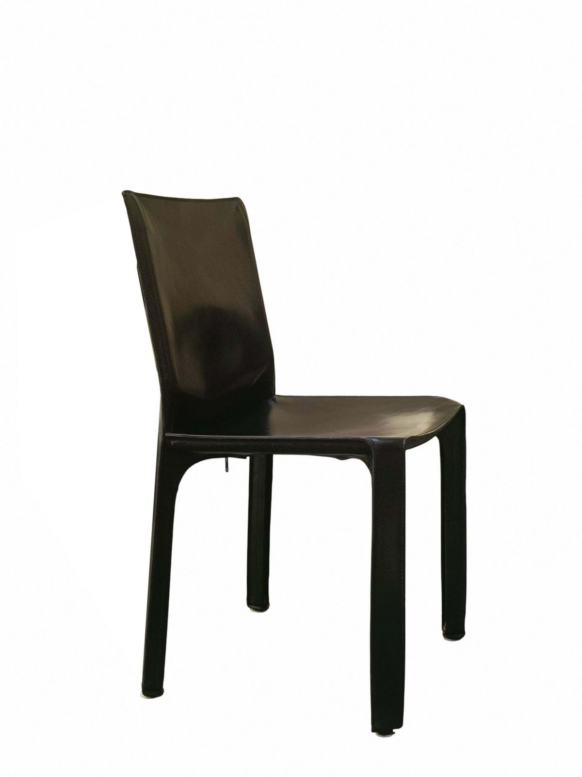 Mario Bellini For Cassina Set Of 6 Chairs "Cab T4" In Black Leather, Italy 1970s photo vinterior