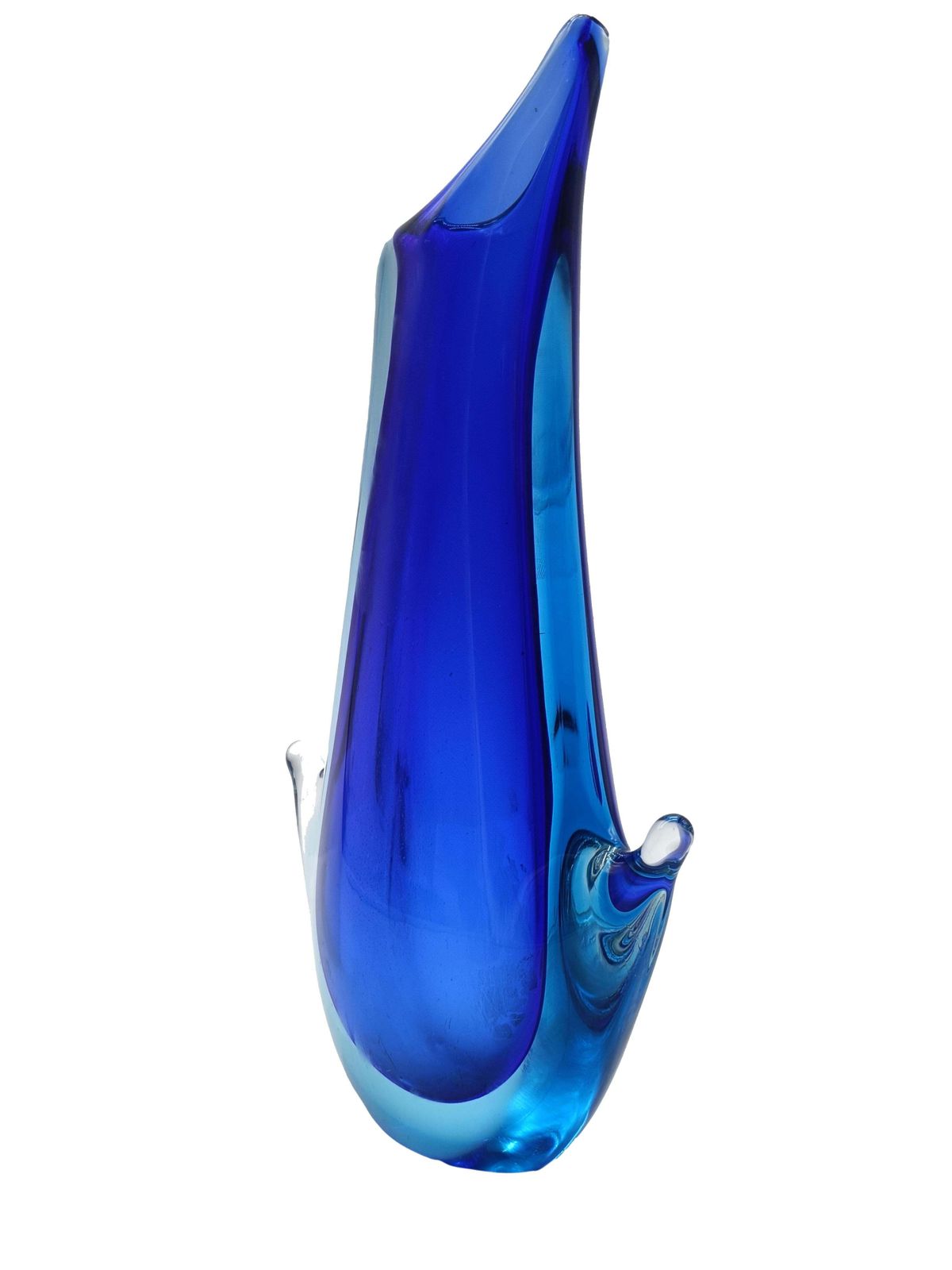 Flavio Poli For Seguso Submerged Cobalt Blue Murano Glass Vase, Italy 1960s photo for sale