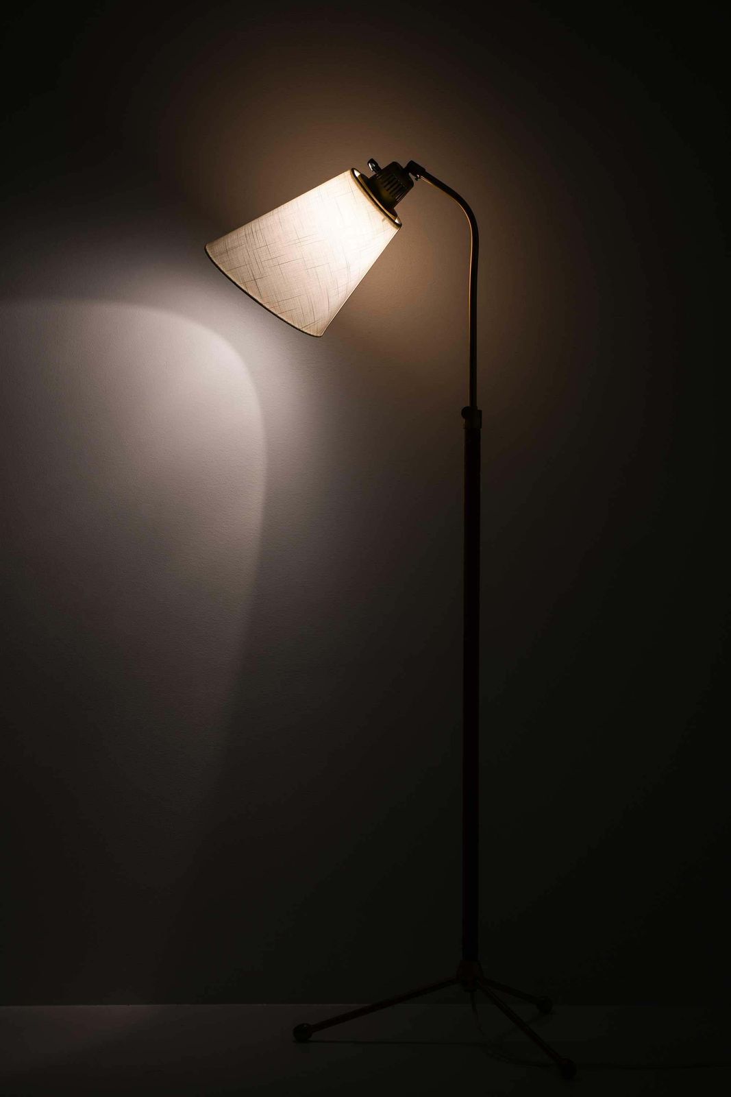 Hans Bergström Brass, Leather Floor Lamp By Ateljé Lyktan, 1940s photo 8236.0