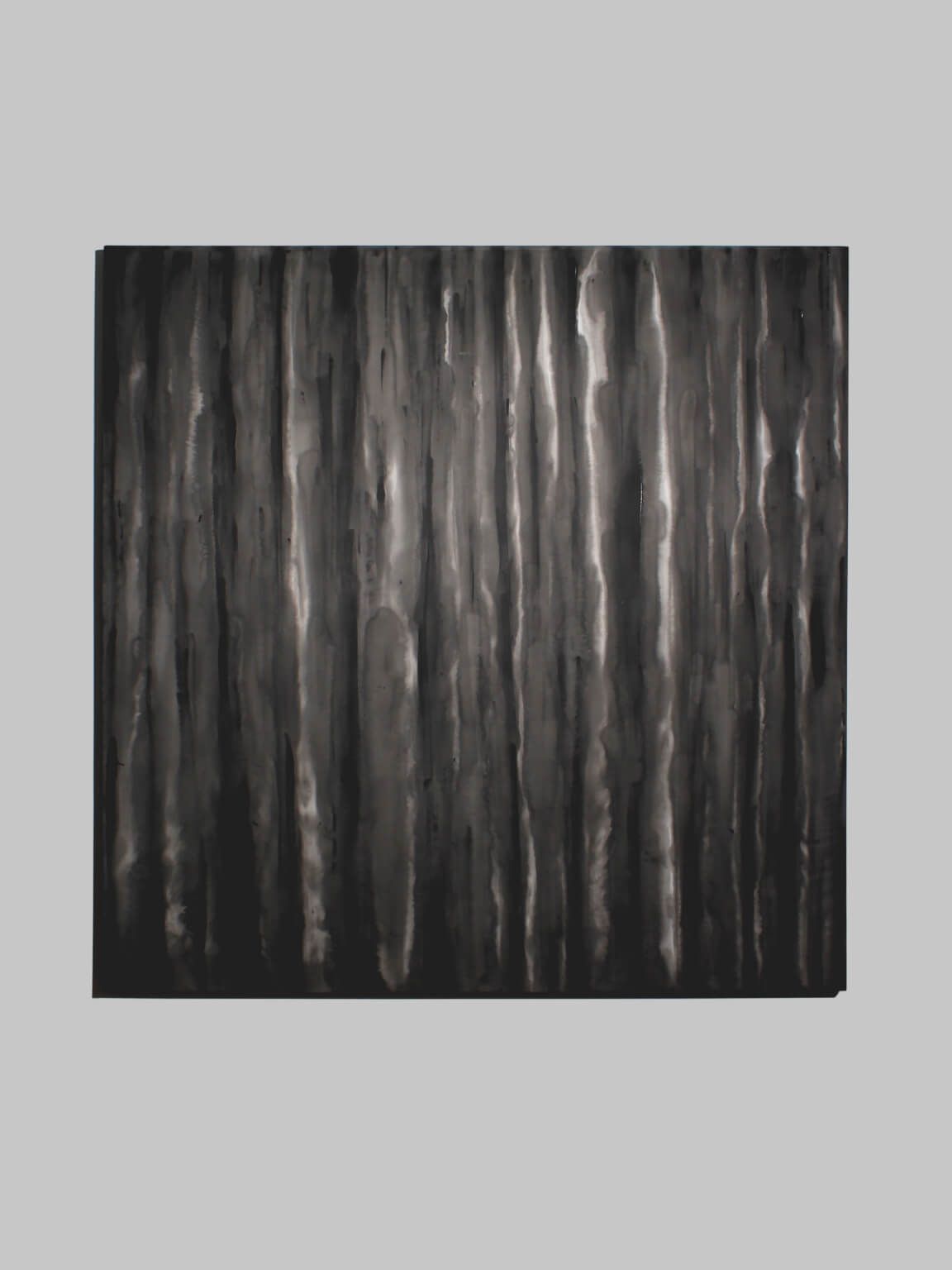 Vertical Organic Lines In Black And White By Karina Savonenko, 120x120cm, Latvia, 2026