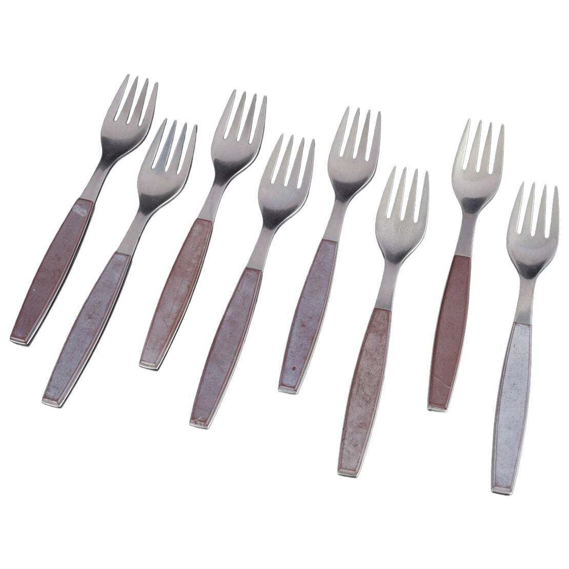 Henning Koppel For Georg Jensen. Eight Dinner Forks In Stainless Steel, 1970s